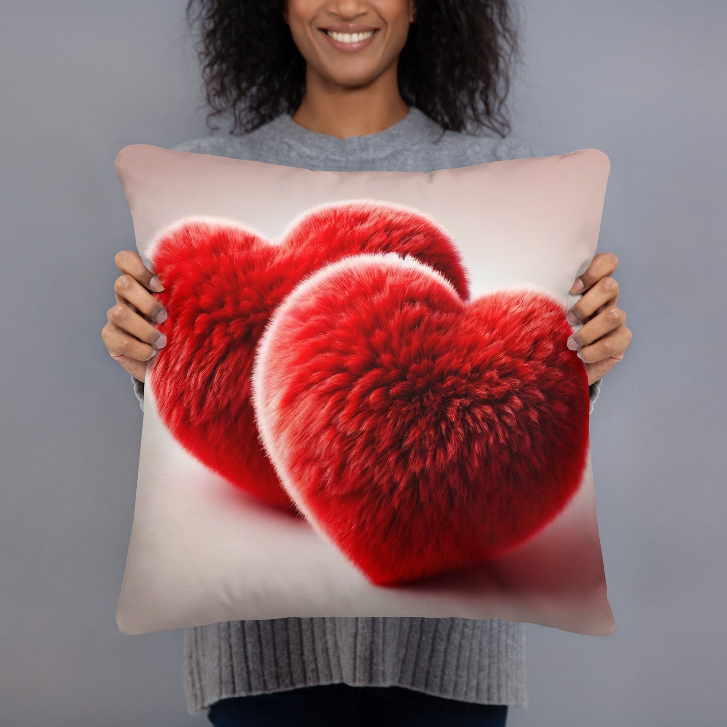 Red Hearts Throw Pillow (Pink)
