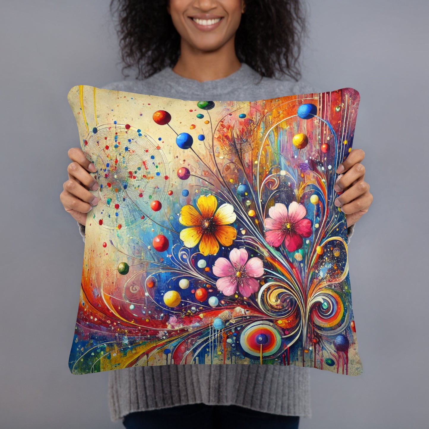 Vibrant Floral Throw Pillow
