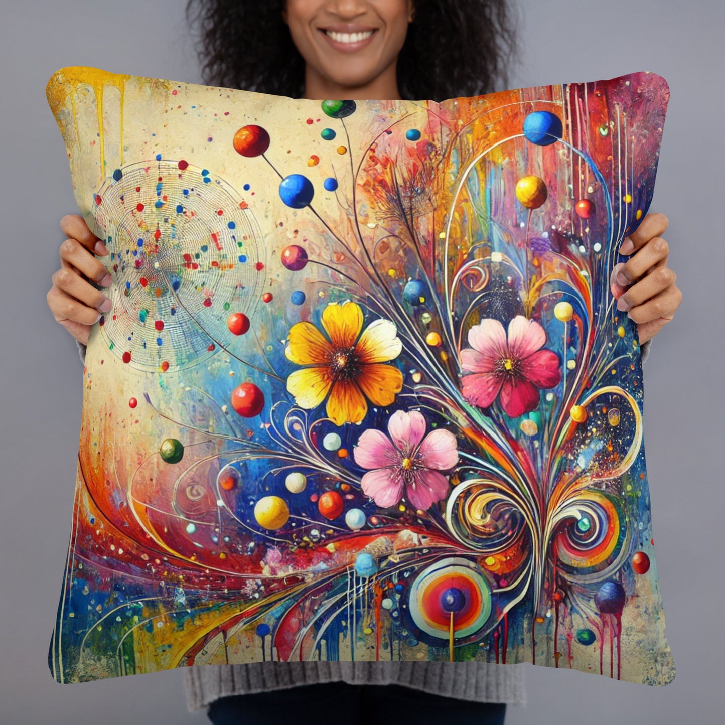 Vibrant Floral Throw Pillow