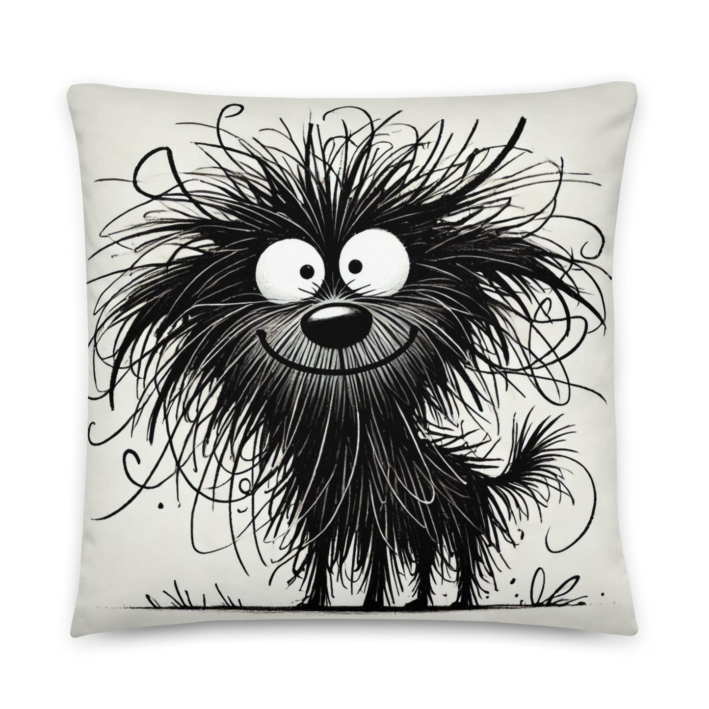 Funny Fuzzy Dog Throw Pillow