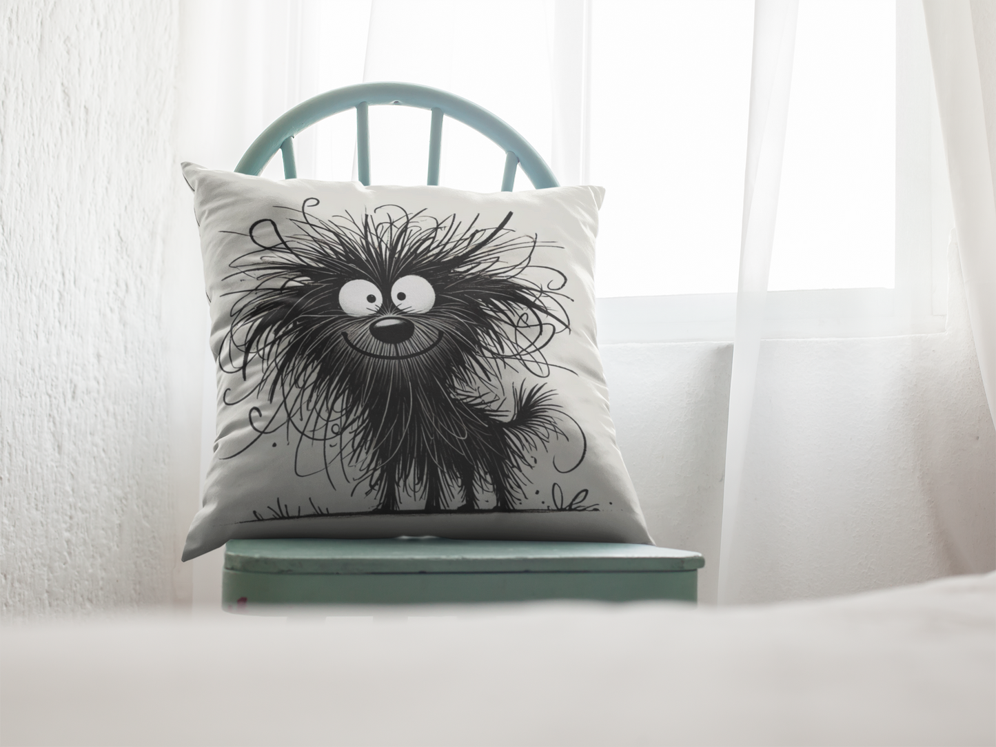 Funny Fuzzy Dog Throw Pillow