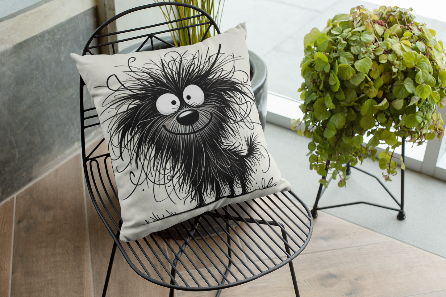 Funny Fuzzy Dog Throw Pillow