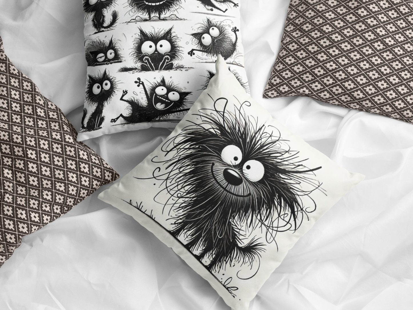 Funny Fuzzy Dog Throw Pillow