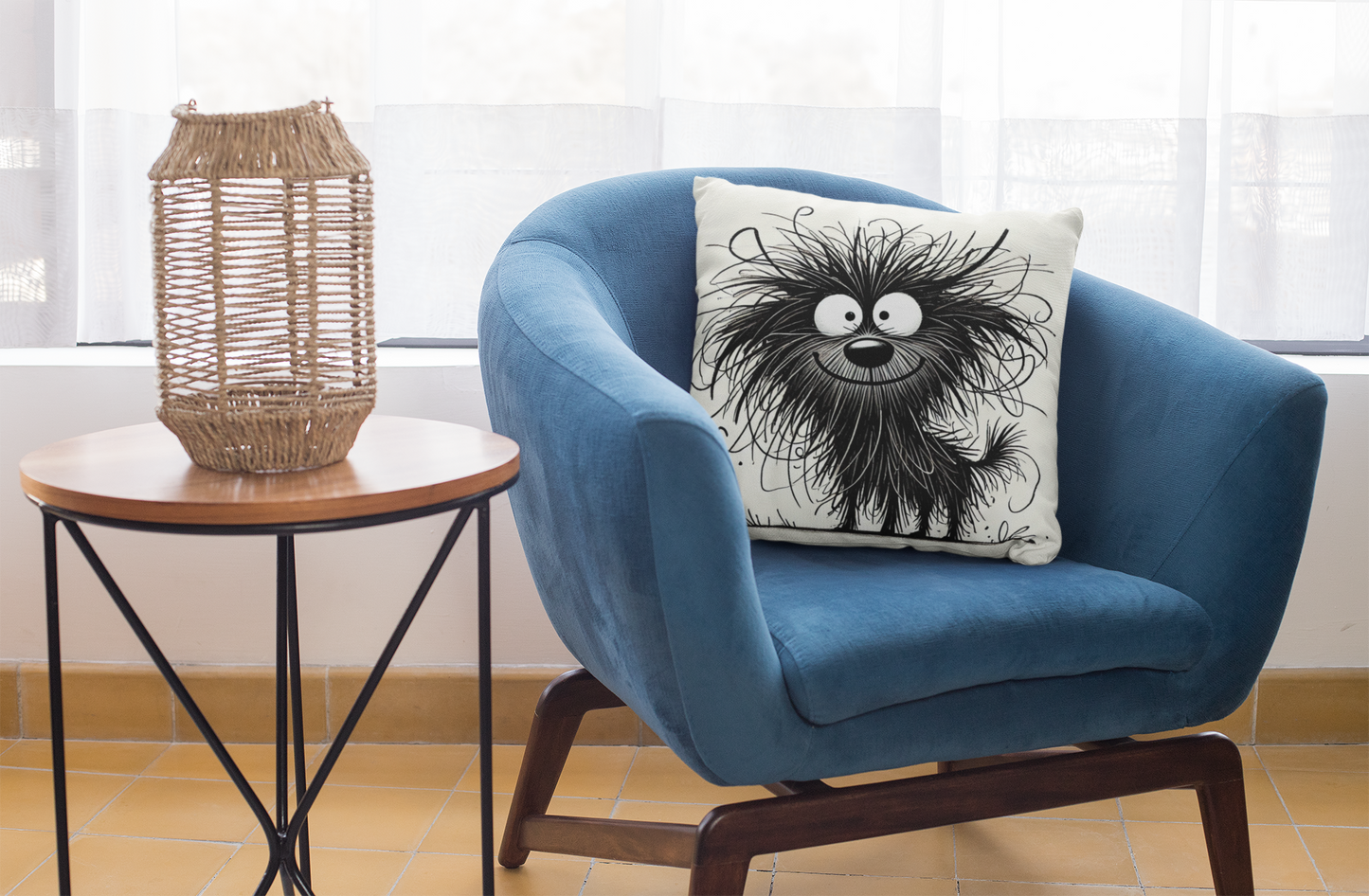 Funny Fuzzy Dog Throw Pillow