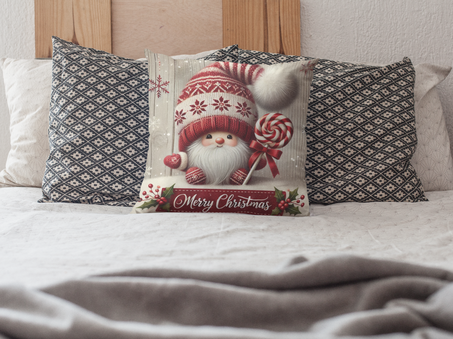 Merry Christmas Gnome Pillow