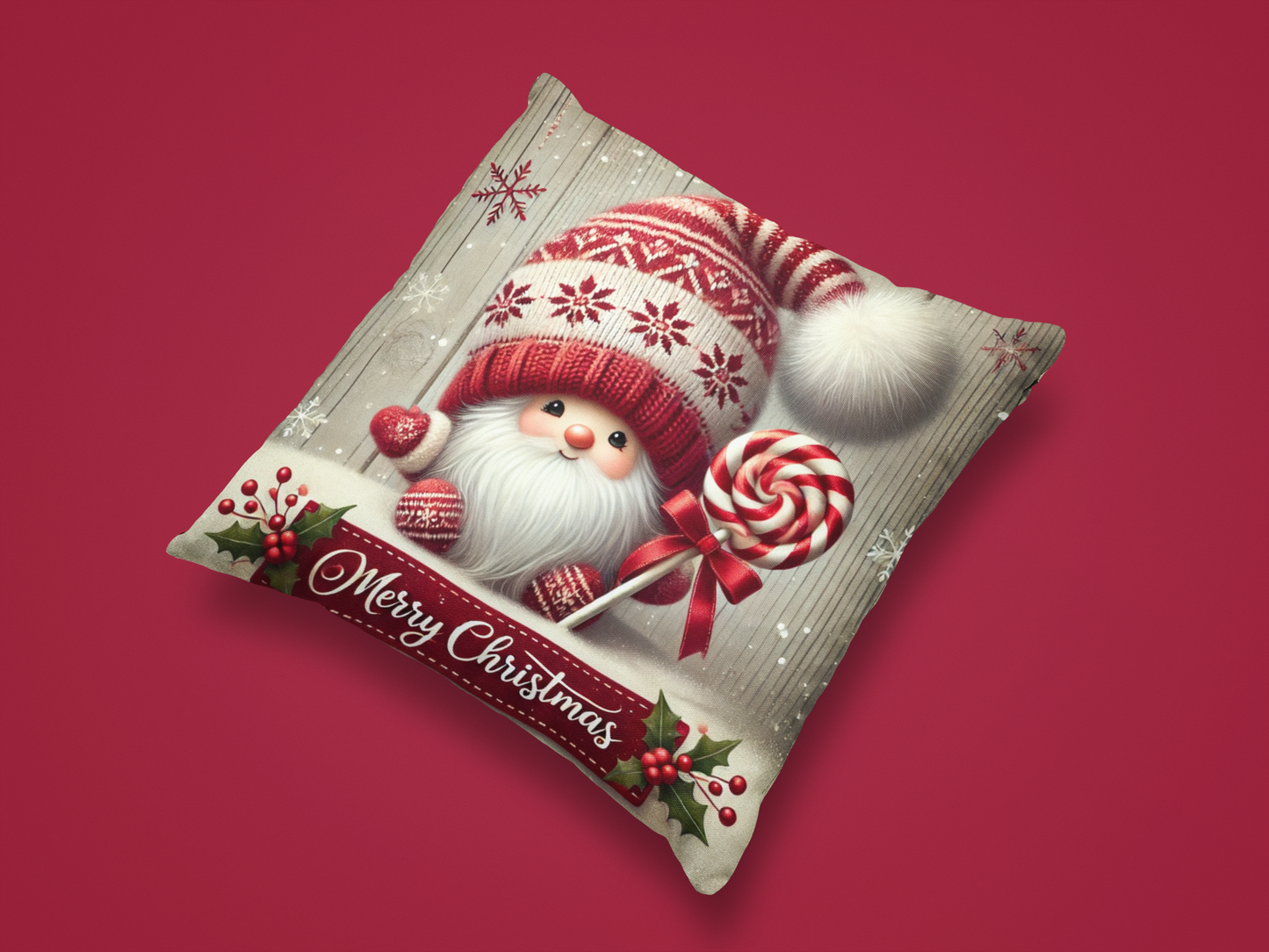 Merry Christmas Gnome Pillow