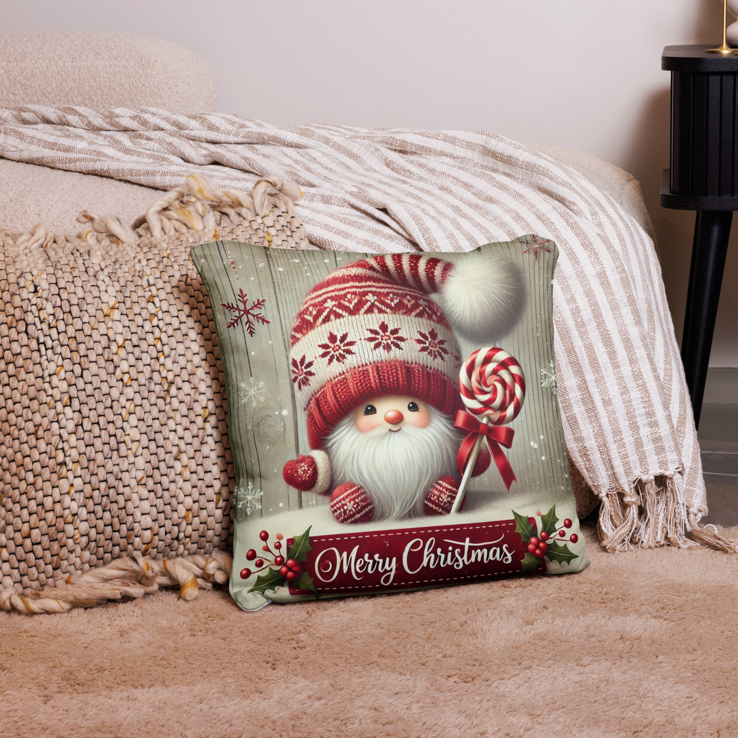 Merry Christmas Gnome Pillow