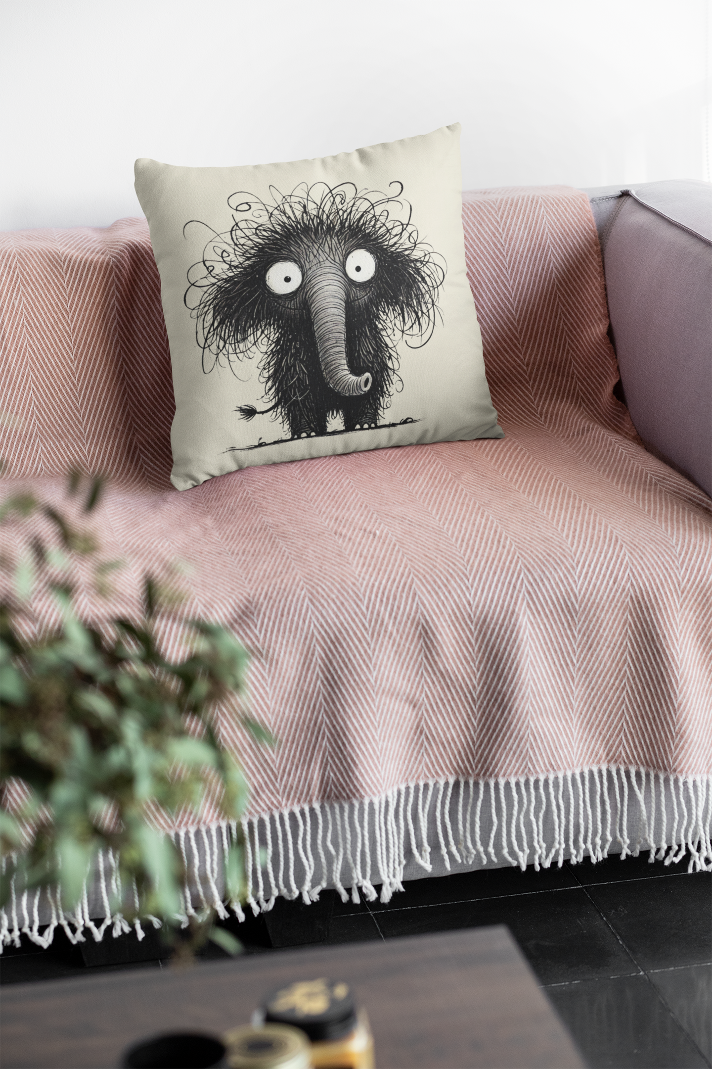Funny Furry Elephant Pillow