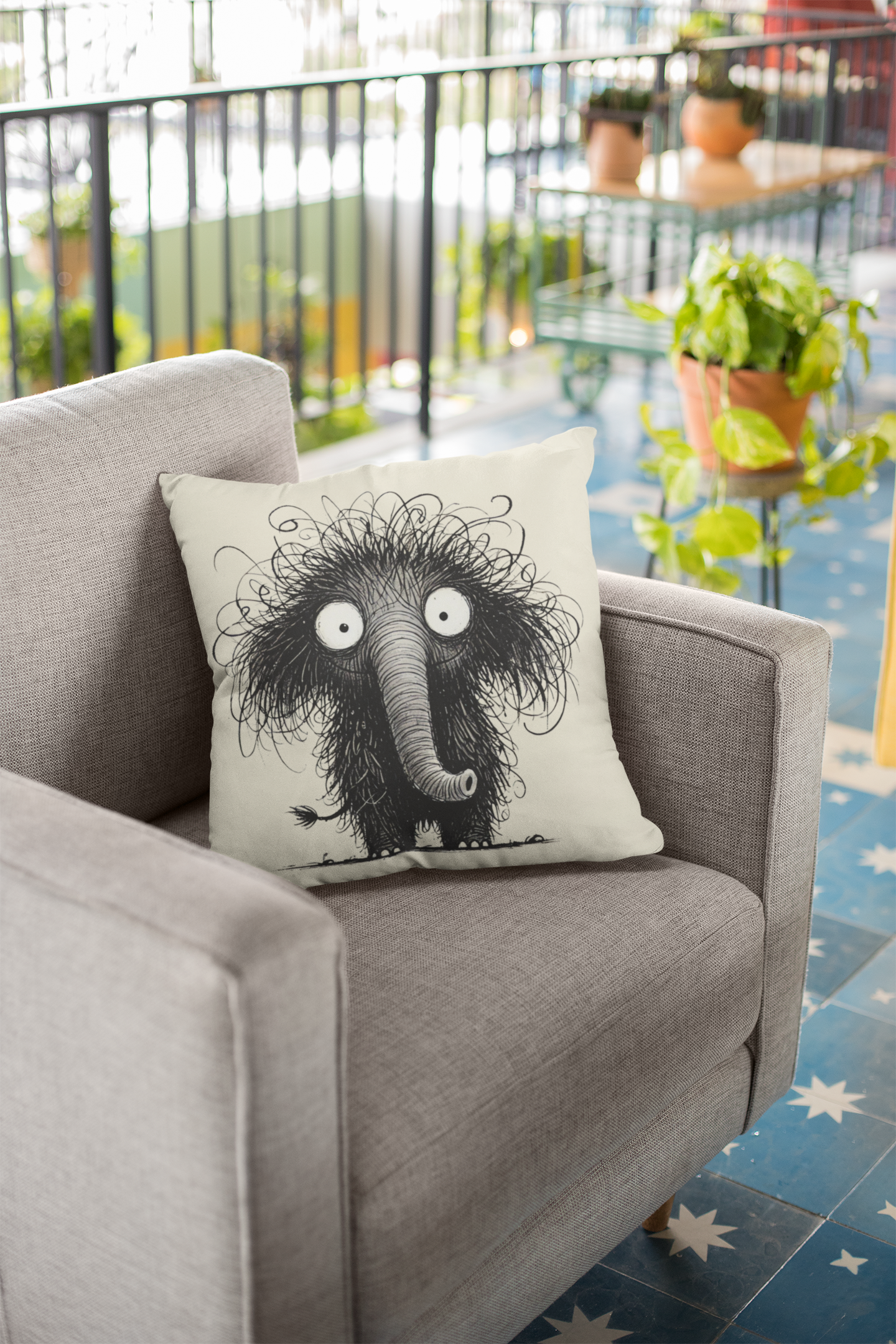 Funny Furry Elephant Pillow