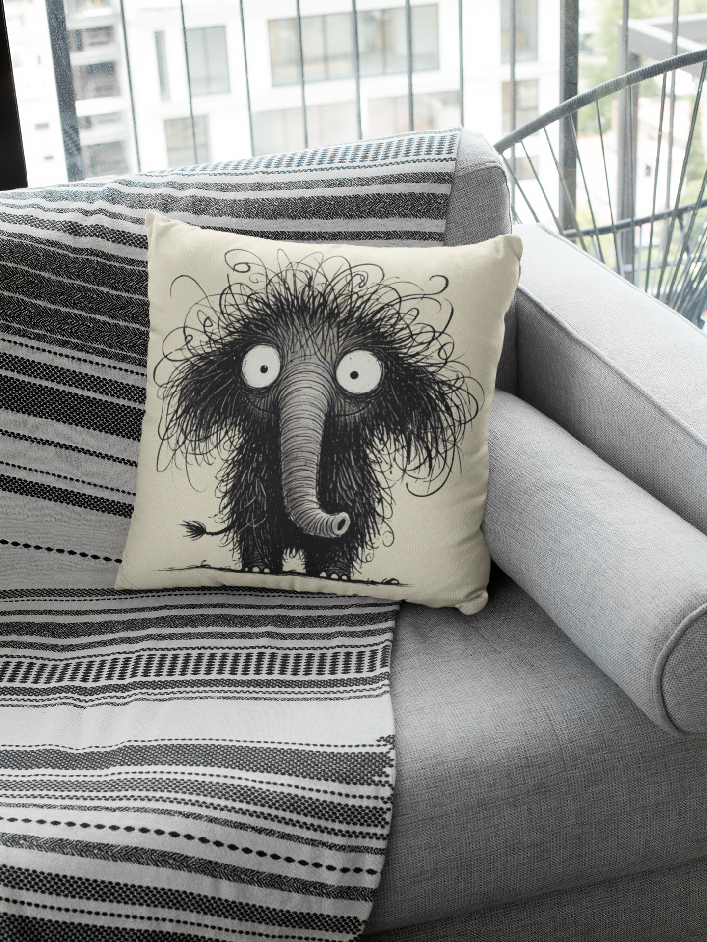 Funny Furry Elephant Pillow