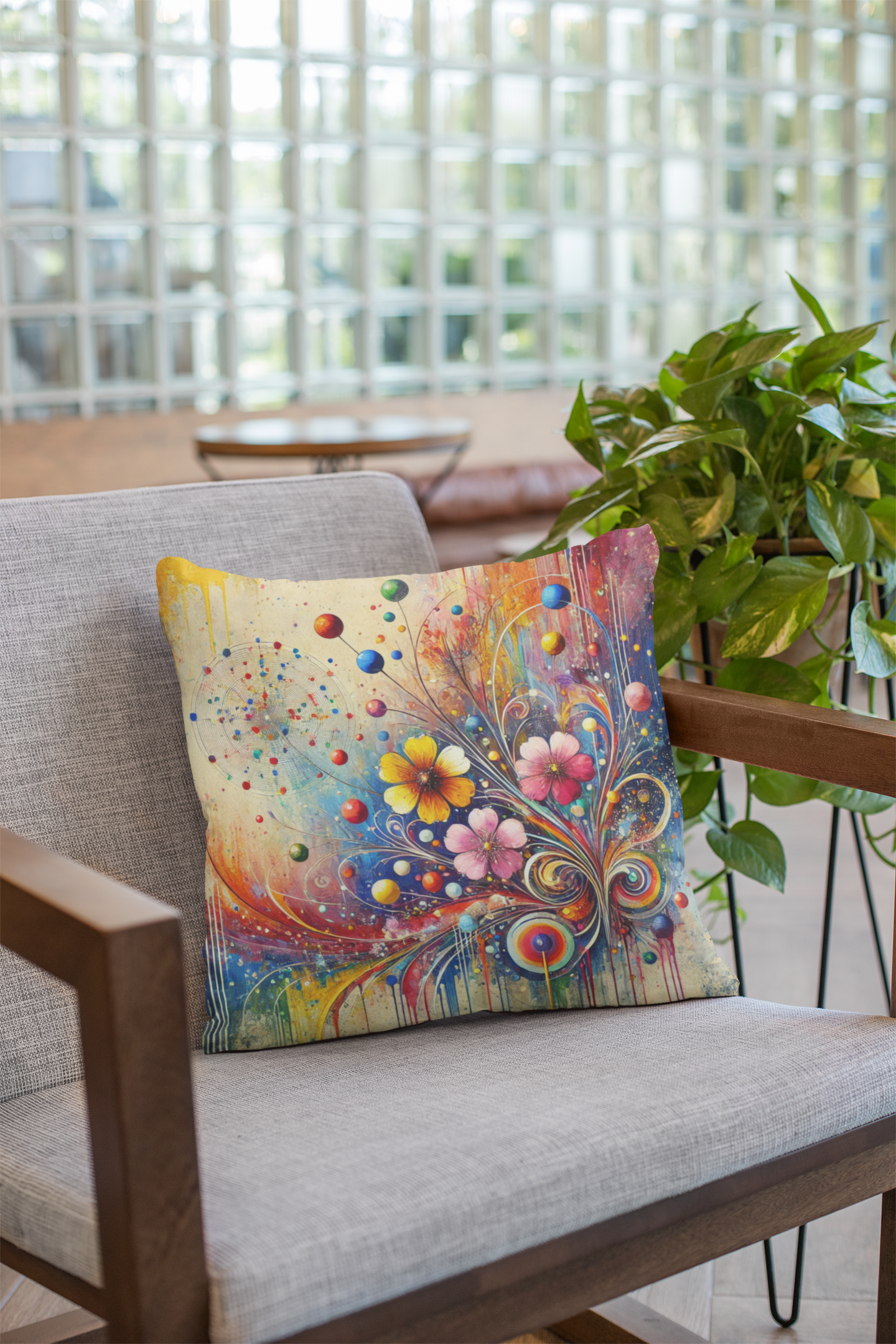 Vibrant Floral Throw Pillow