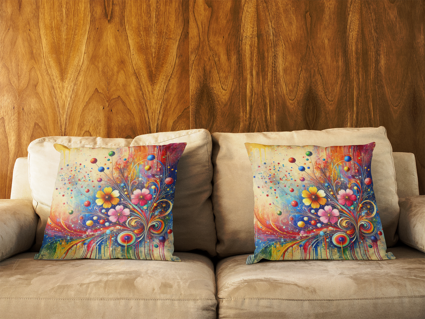 Vibrant Floral Throw Pillow