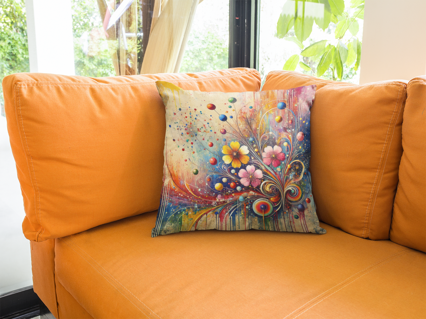 Vibrant Floral Throw Pillow
