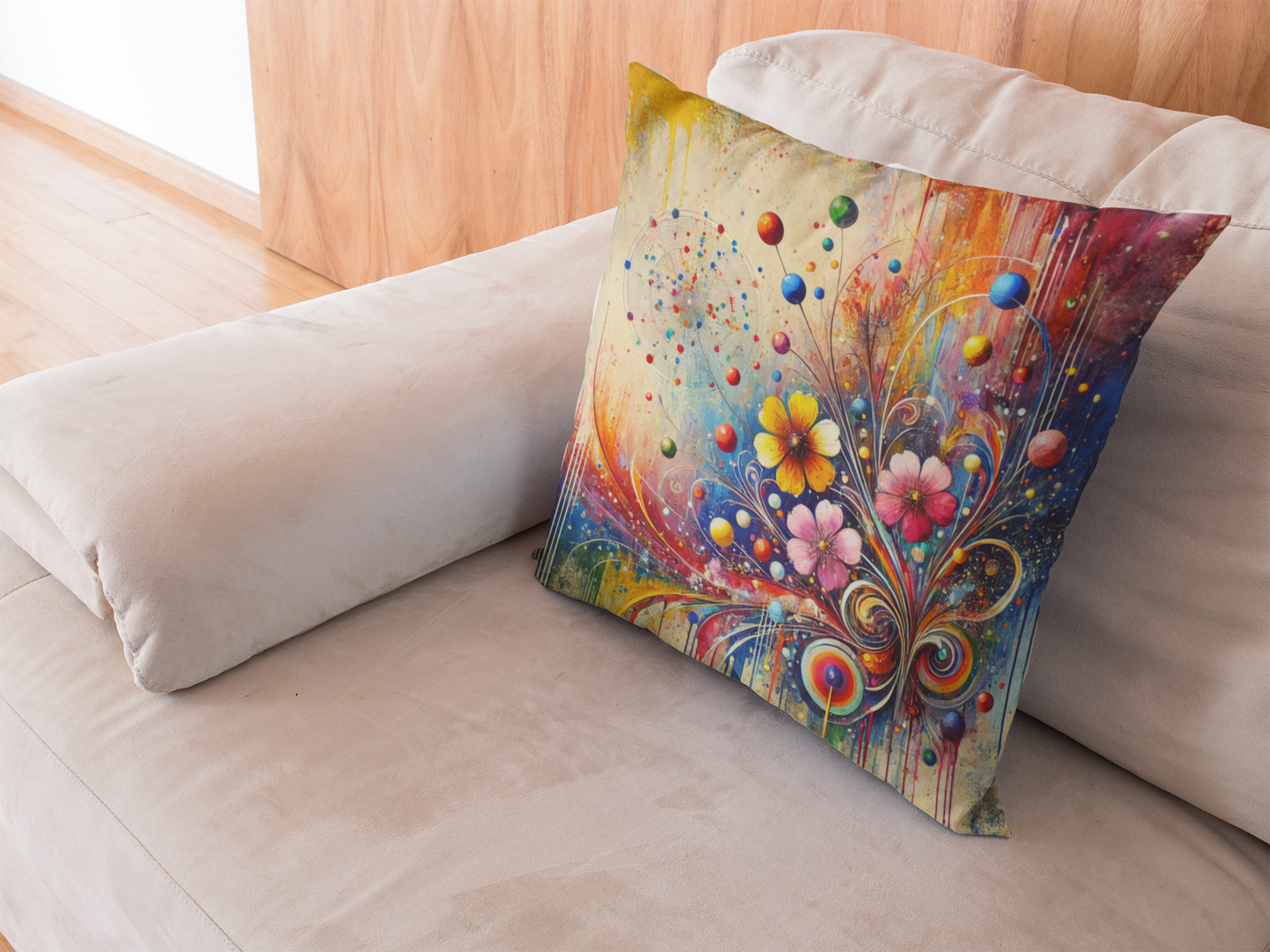 Vibrant Floral Throw Pillow