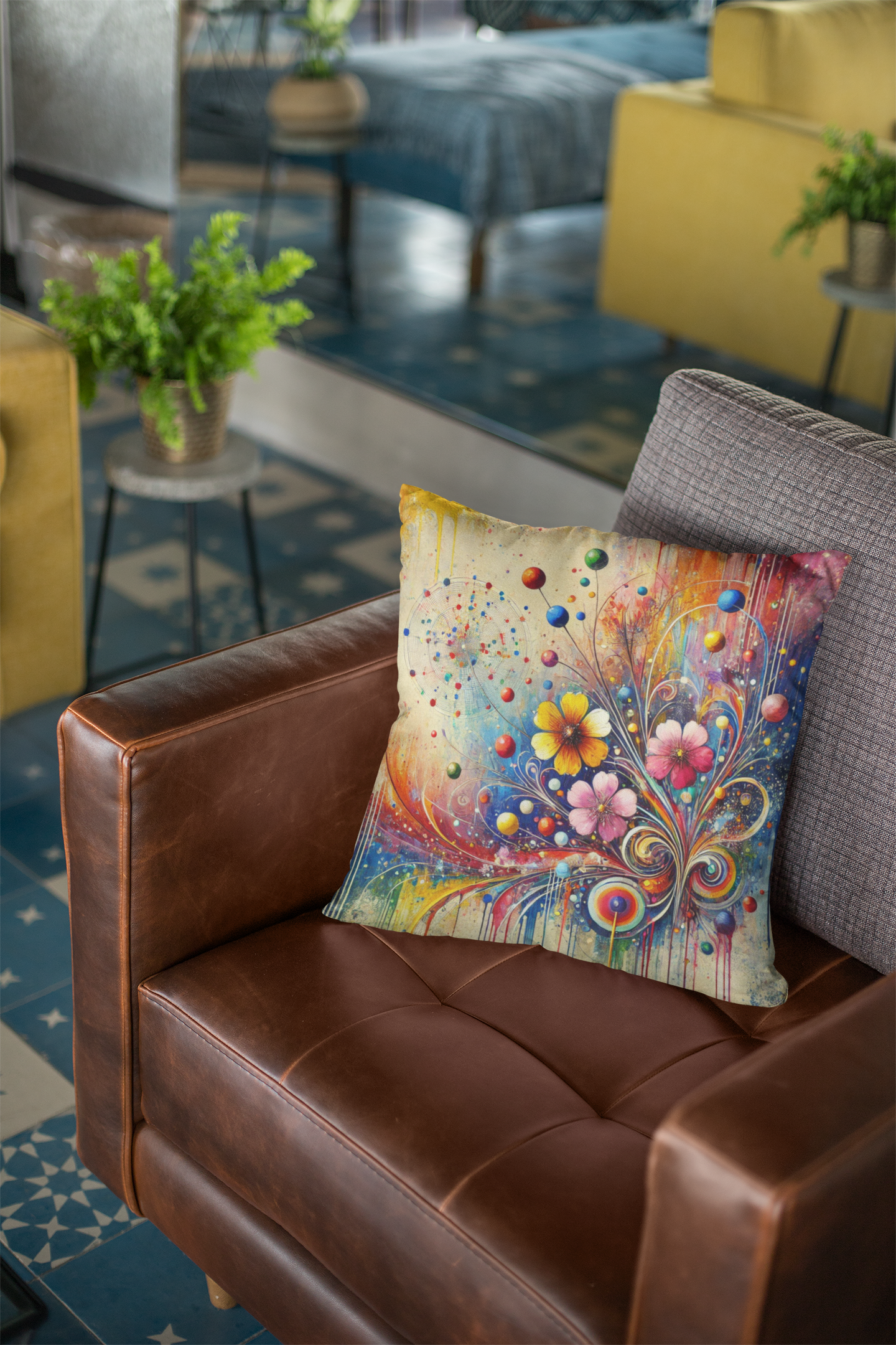 Vibrant Floral Throw Pillow