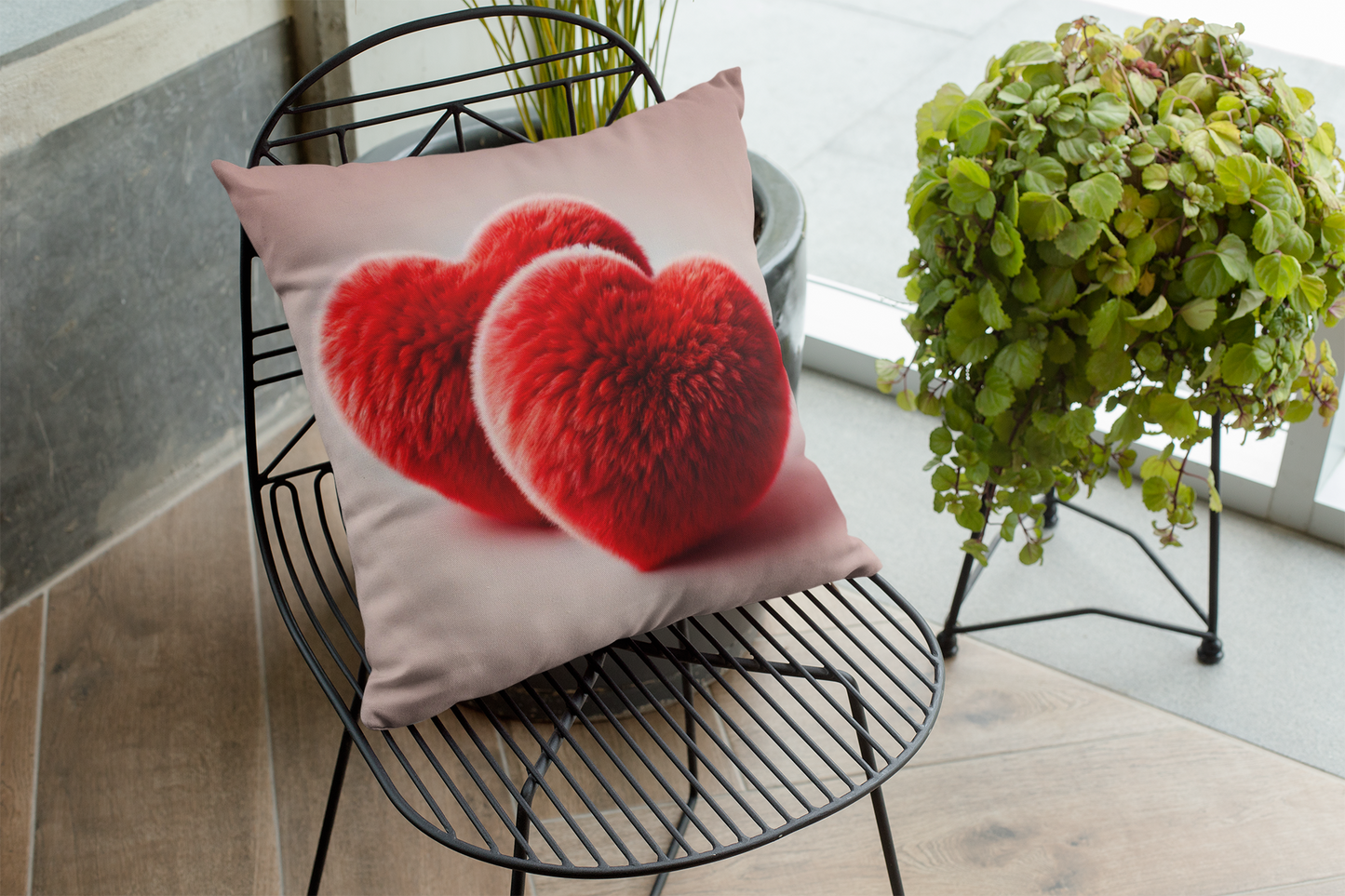 Red Hearts Throw Pillow (Pink)