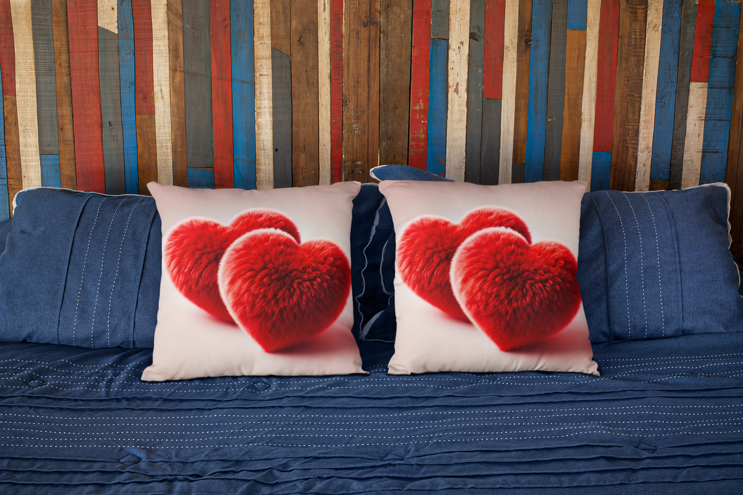 Red Hearts Throw Pillow (Pink)