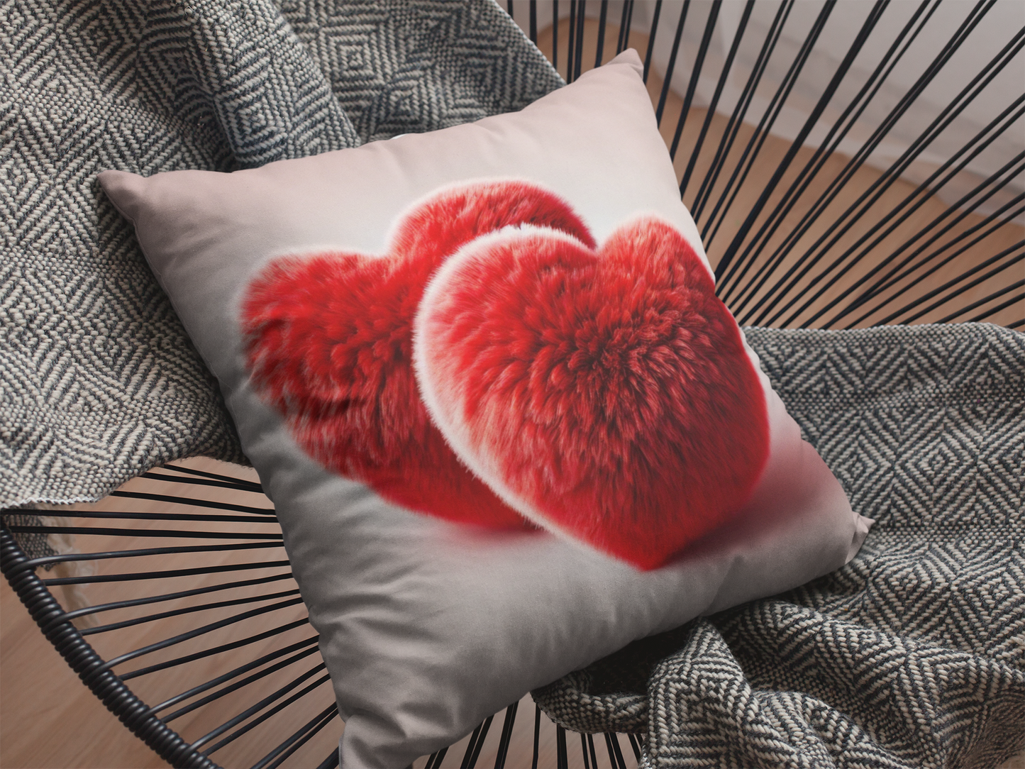Red Hearts Throw Pillow (Pink)