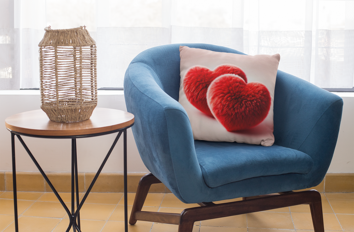 Red Hearts Throw Pillow (Pink)