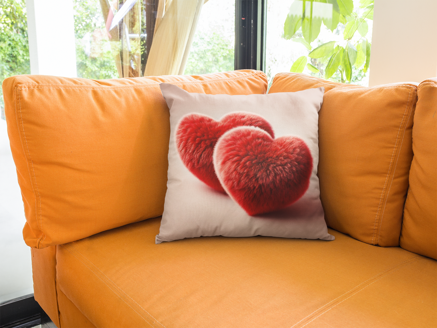 Red Hearts Throw Pillow (Pink)
