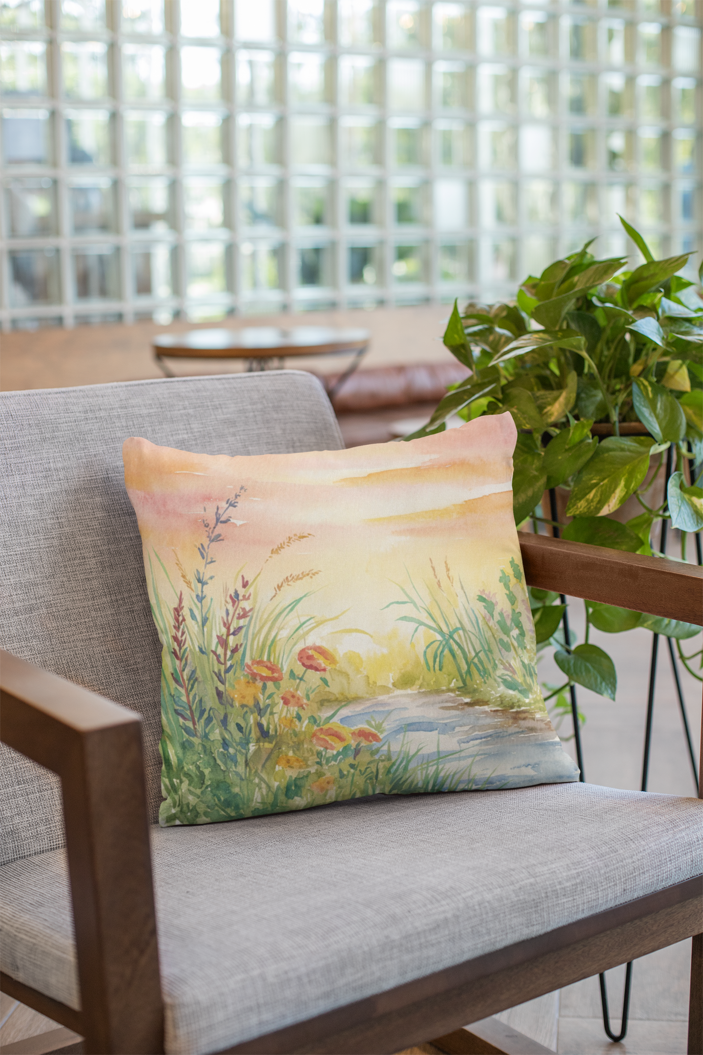 Soft Sunset Scene Throw Pillow