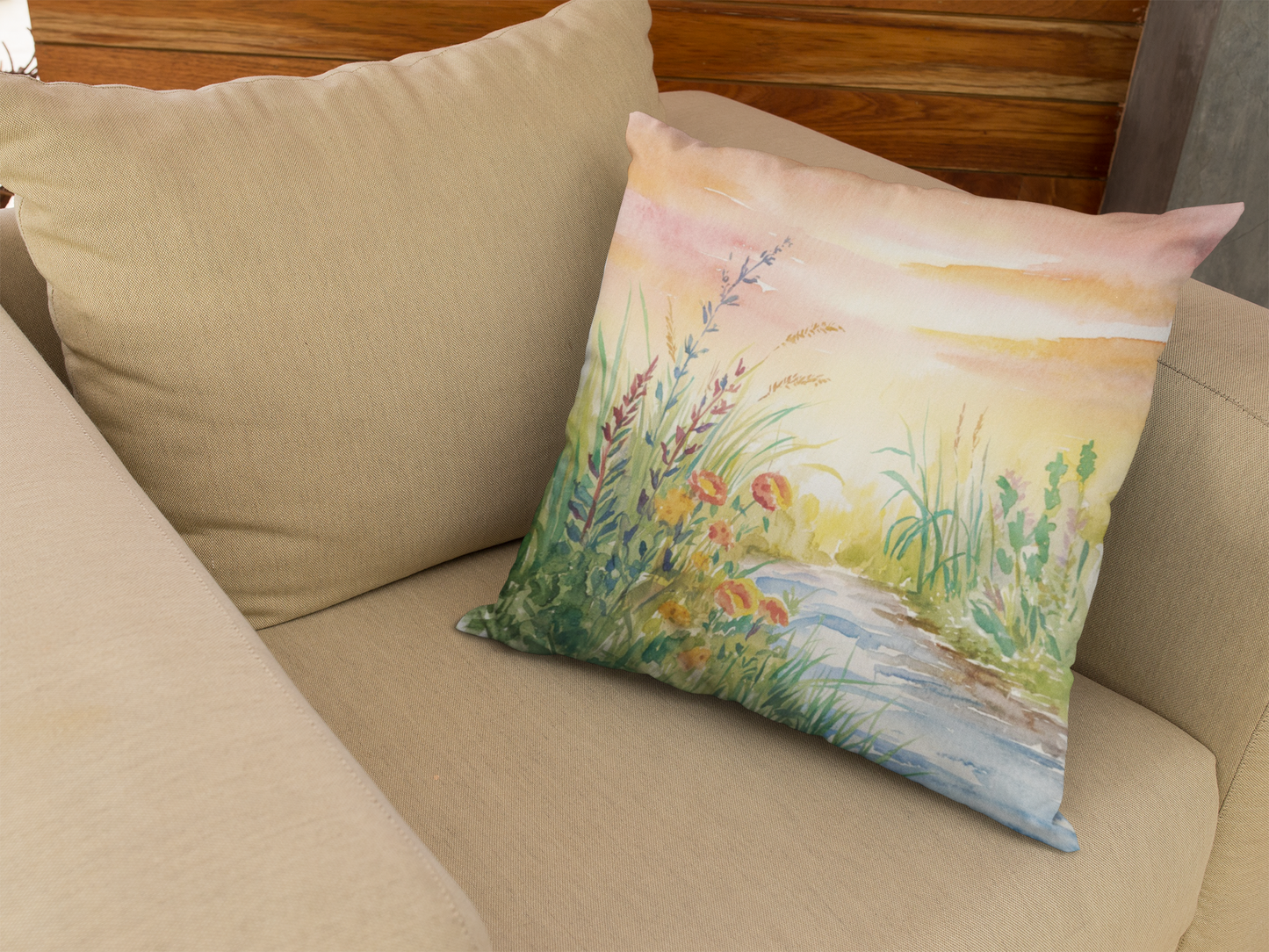 Soft Sunset Scene Throw Pillow