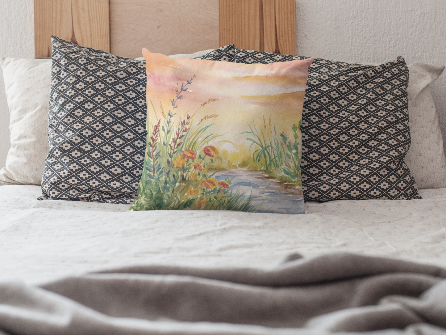 Soft Sunset Scene Throw Pillow