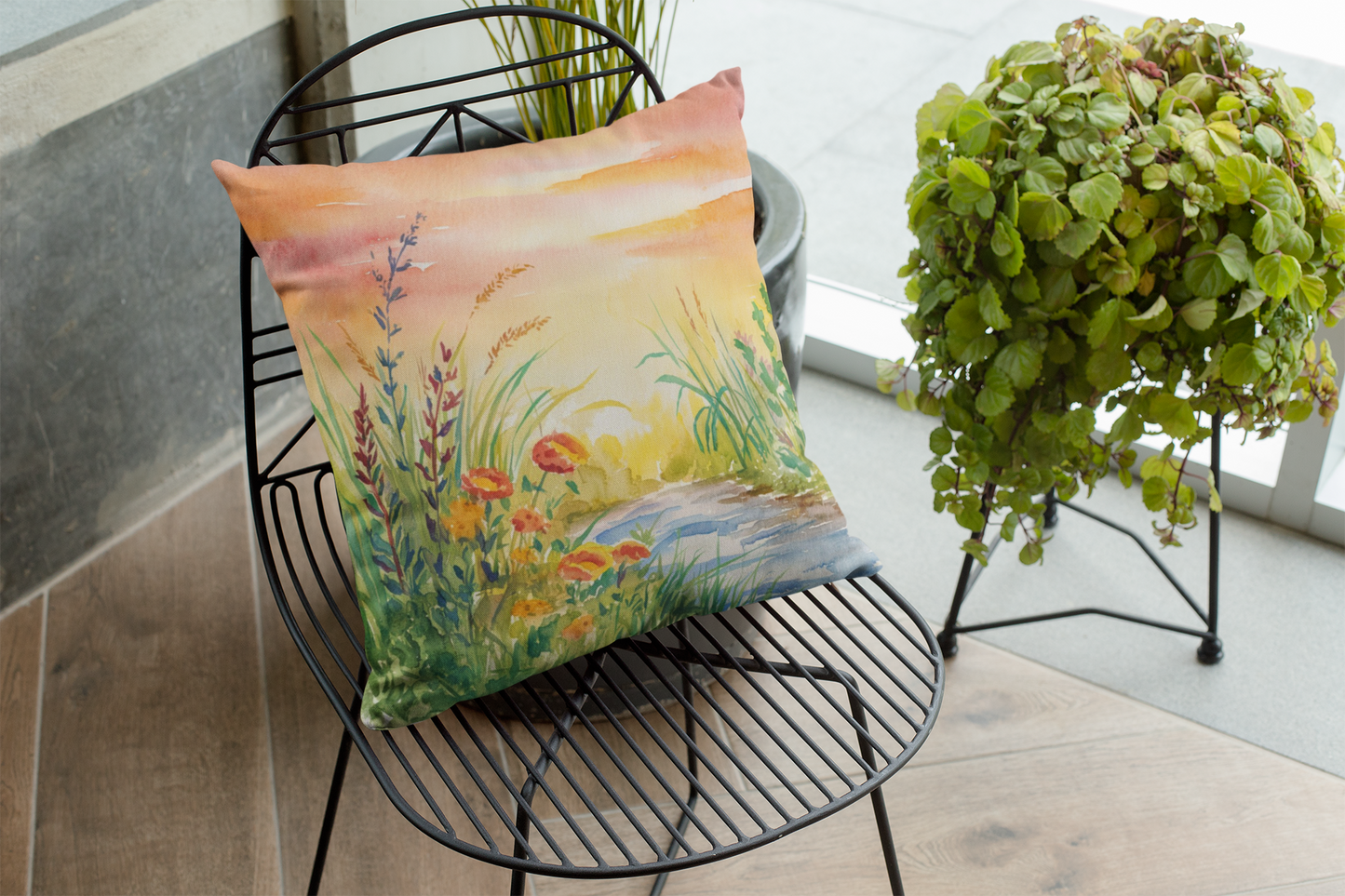 Soft Sunset Scene Throw Pillow