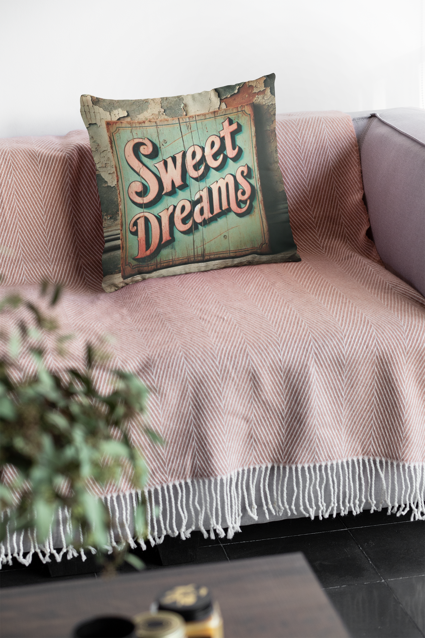 Retro Sweet Dreams Throw Pillow