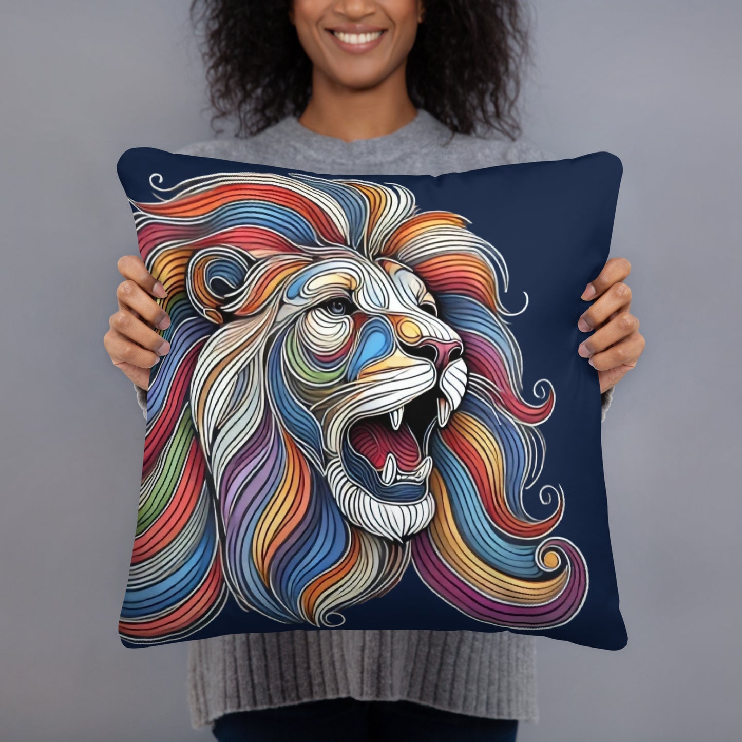 Artistic Lion Throw Pillow