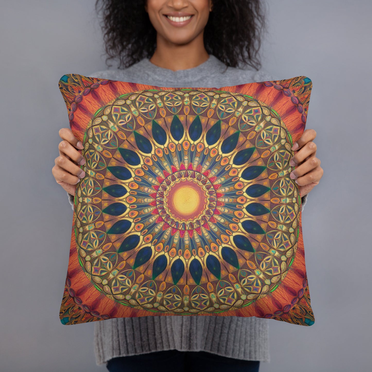 Colorful Mandala Throw Pillow