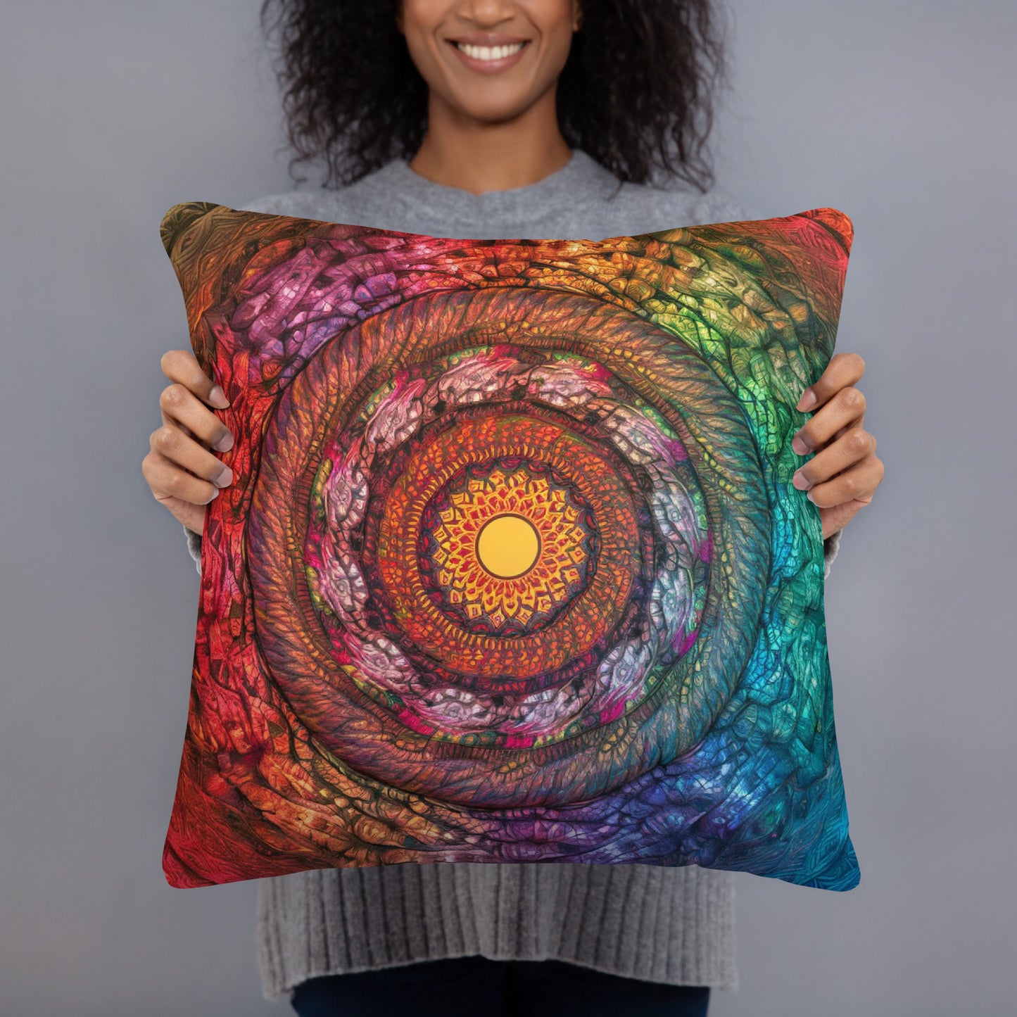 Colorful Mandala Throw Pillow