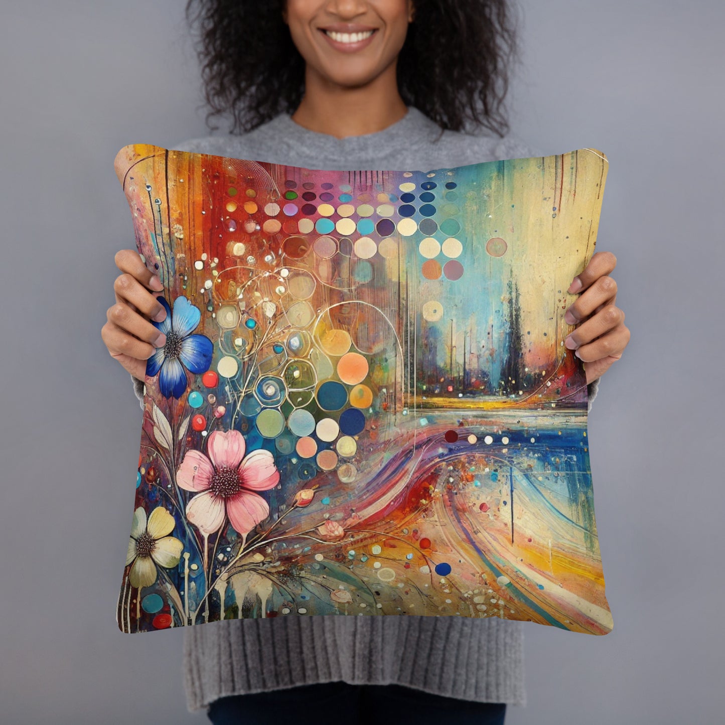 Abstract Floral Throw Pillow