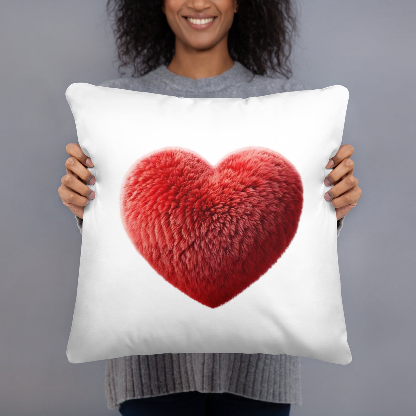 Red Heart Throw Pillow (White)