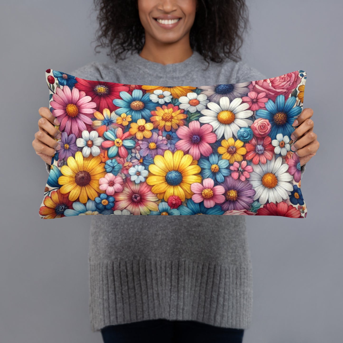 Colorful Floral Throw Pillow