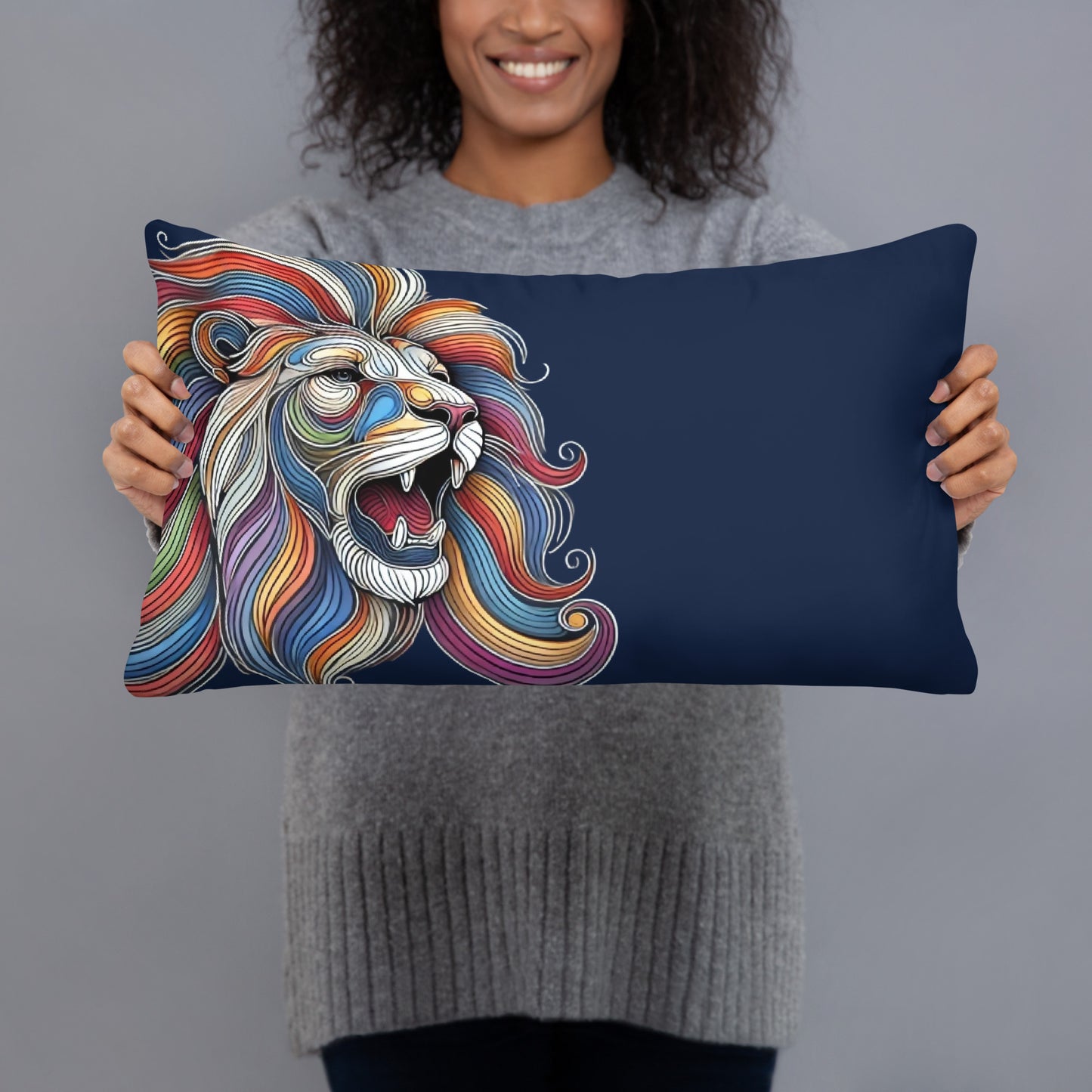 Artistic Lion Throw Pillow