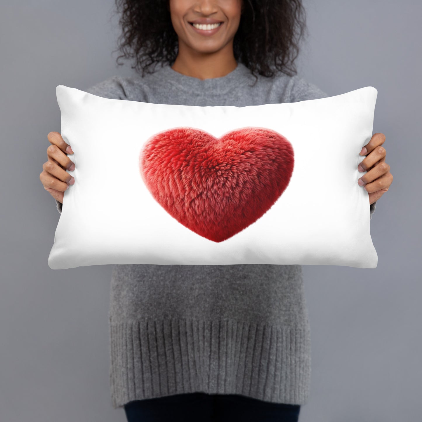 Red Heart Throw Pillow (White)