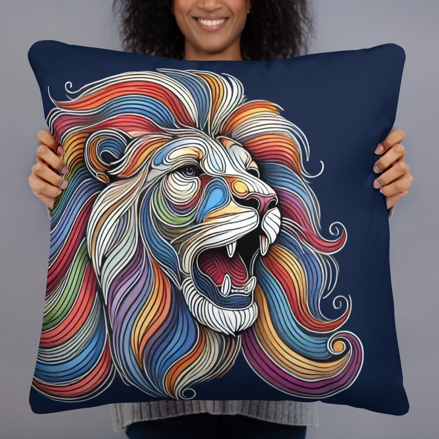 Artistic Lion Throw Pillow