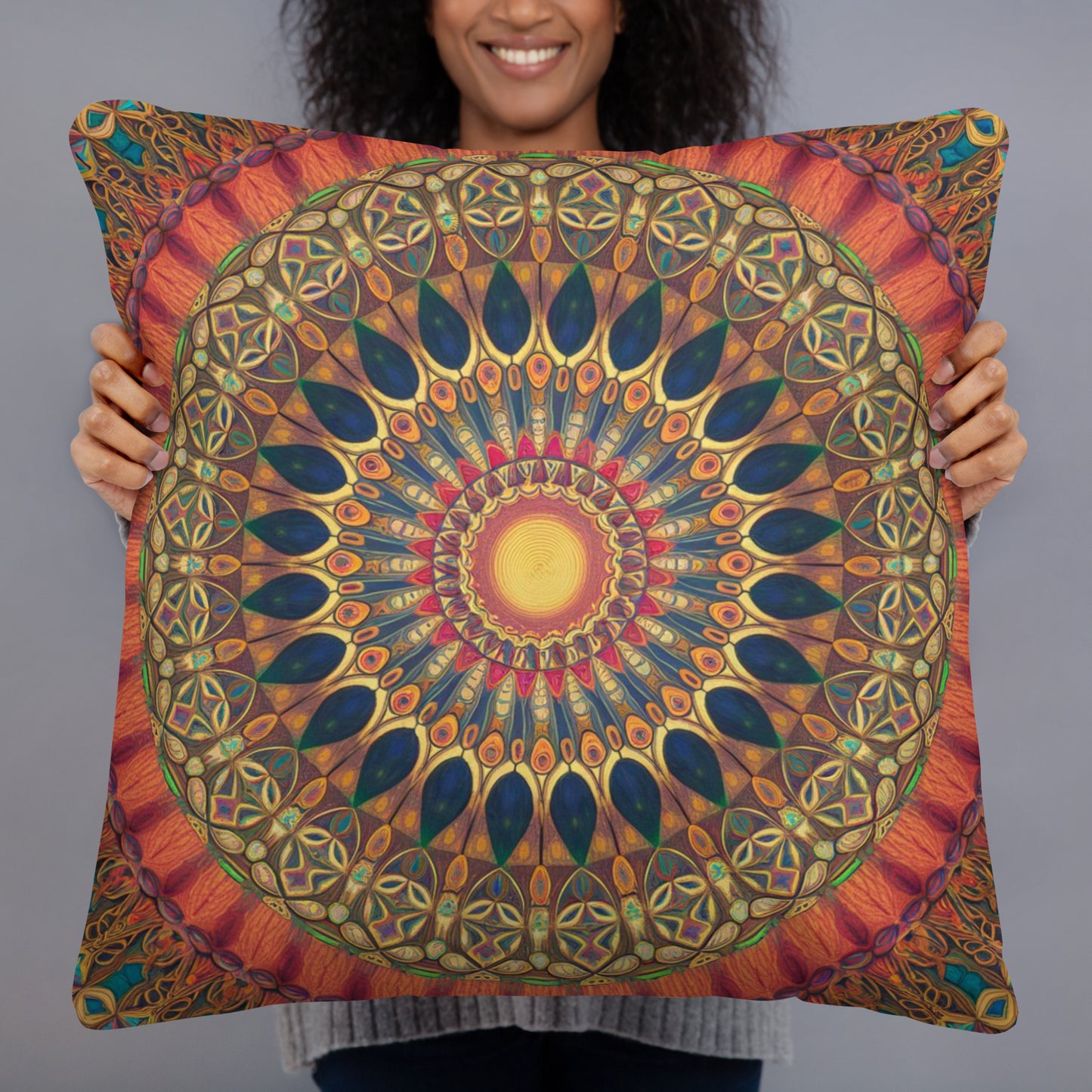 Colorful Mandala Throw Pillow