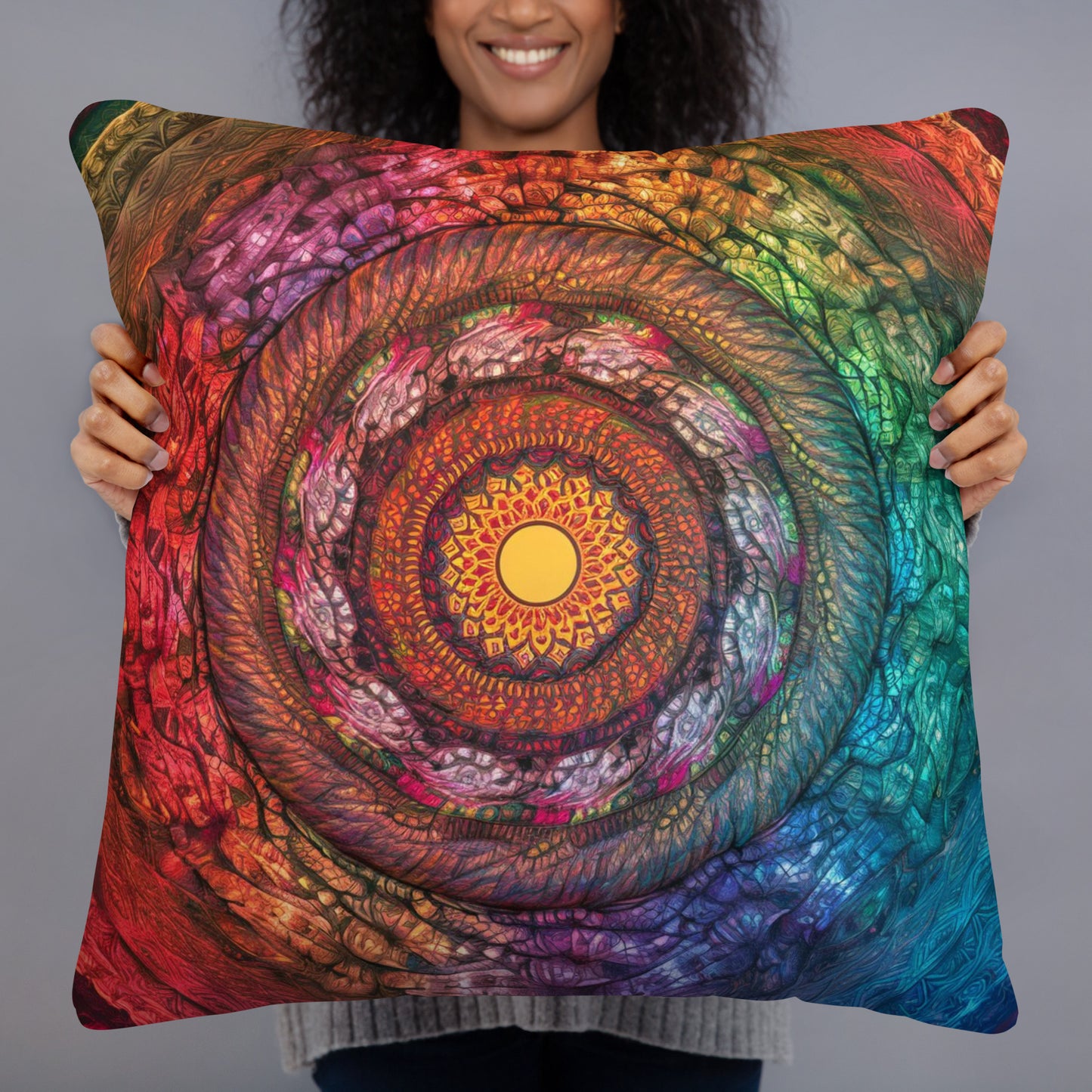 Colorful Mandala Throw Pillow