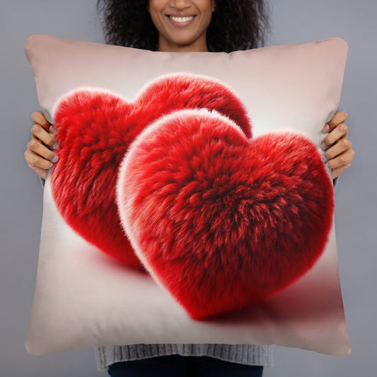 Red Hearts Throw Pillow (Pink)