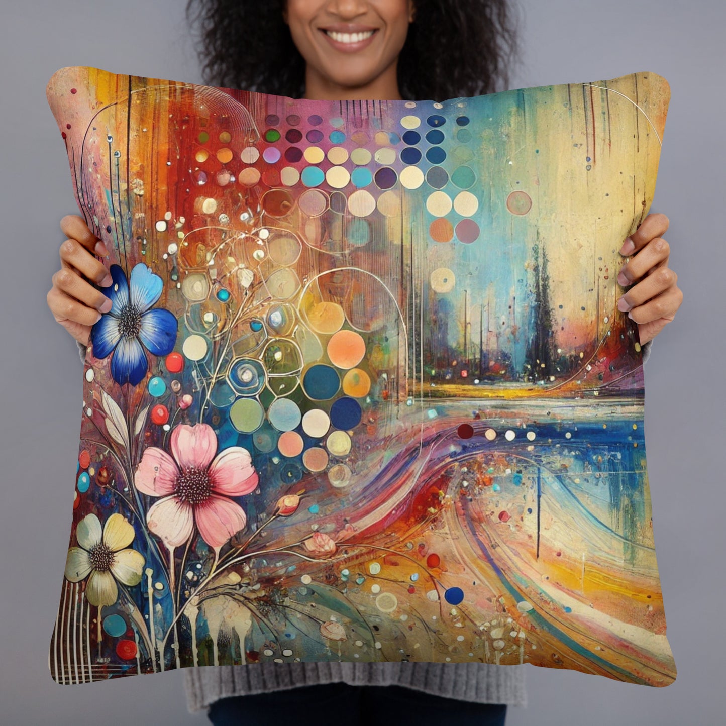 Abstract Floral Throw Pillow