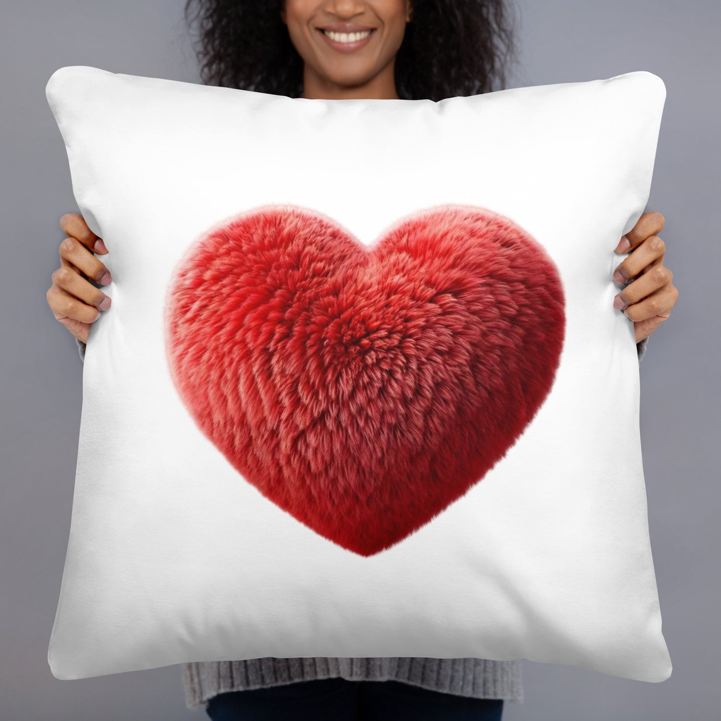 Red Heart Throw Pillow (White)