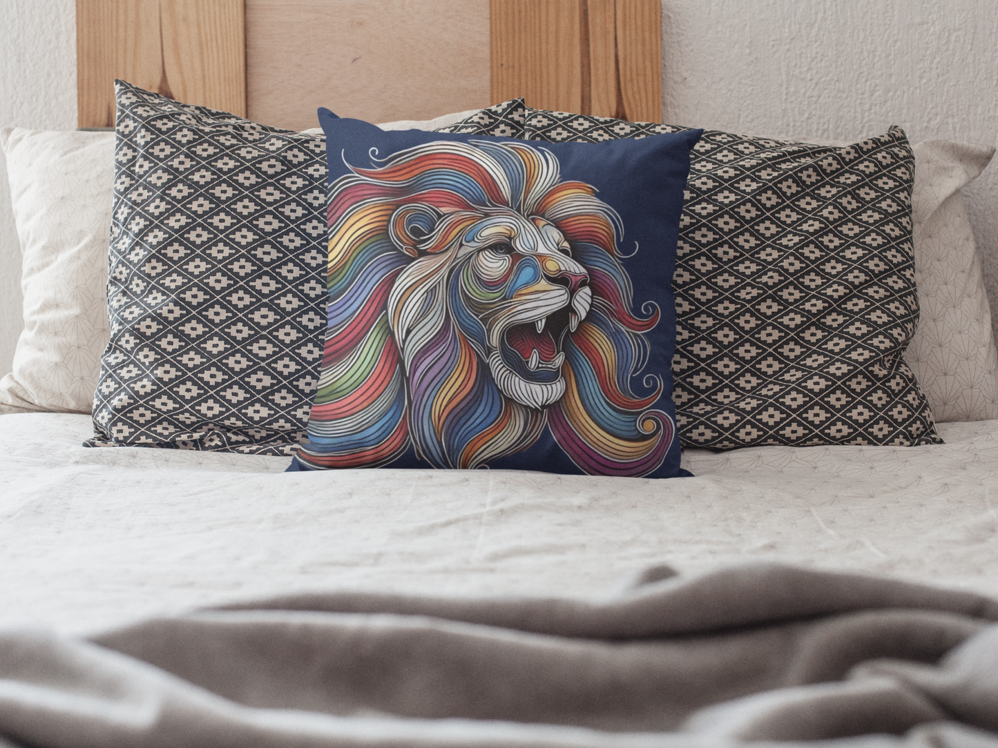 Artistic Lion Throw Pillow