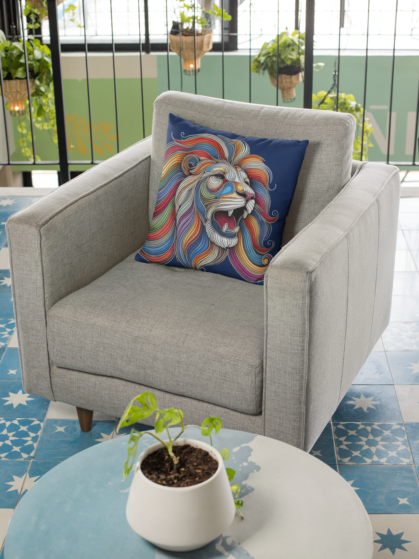 Artistic Lion Throw Pillow