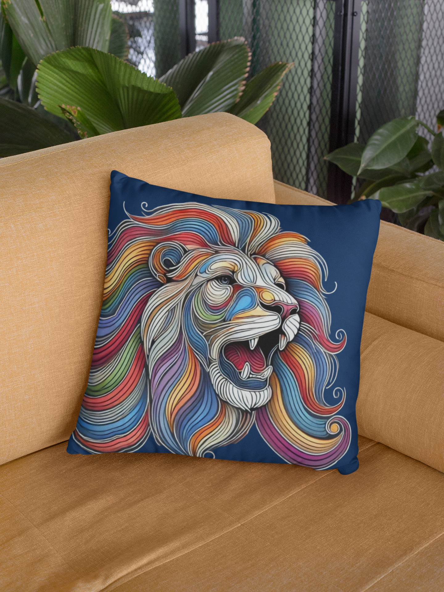 Artistic Lion Throw Pillow