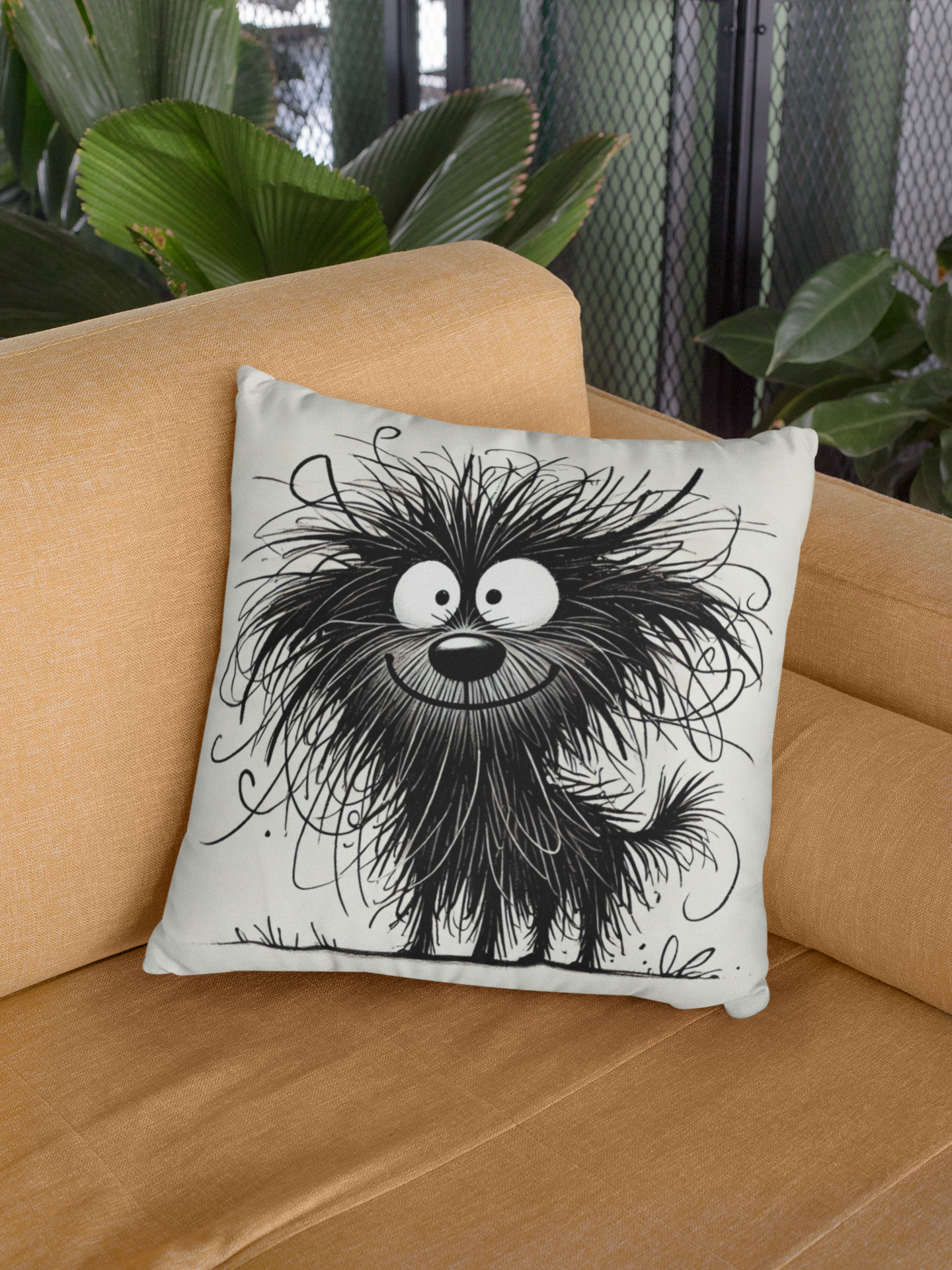 Funny Fuzzy Dog Throw Pillow
