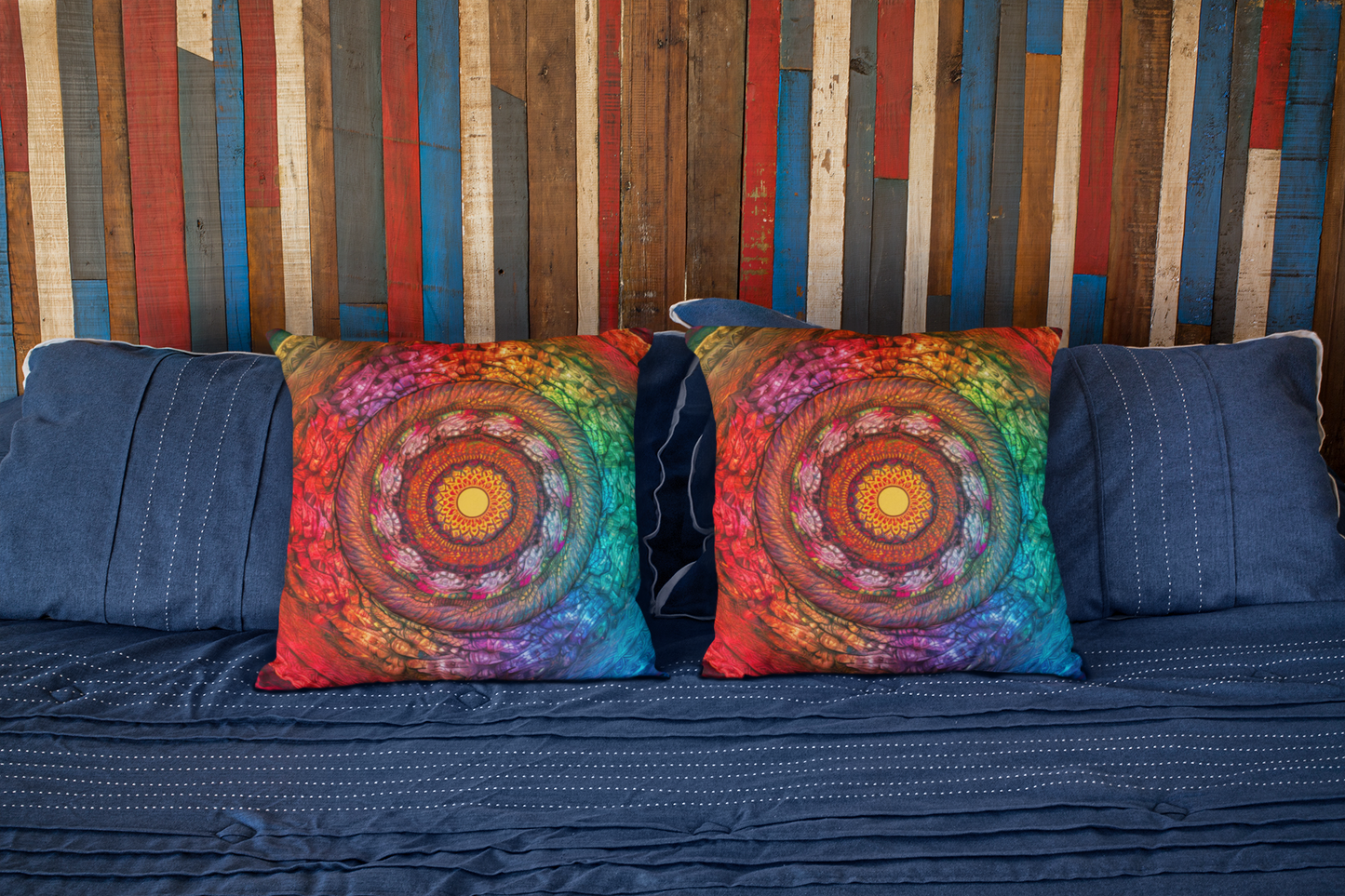 Colorful Mandala Throw Pillow