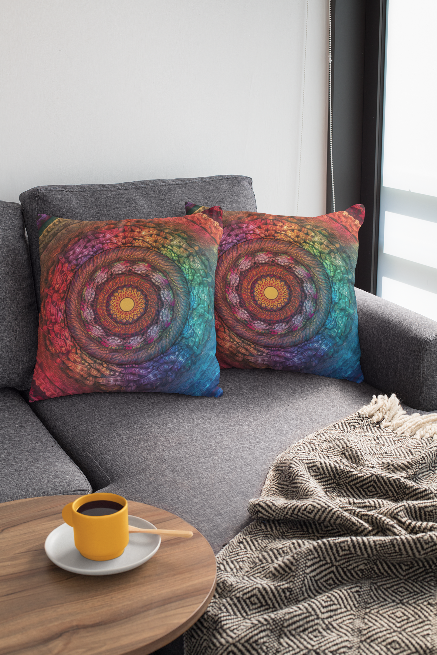 Colorful Mandala Throw Pillow