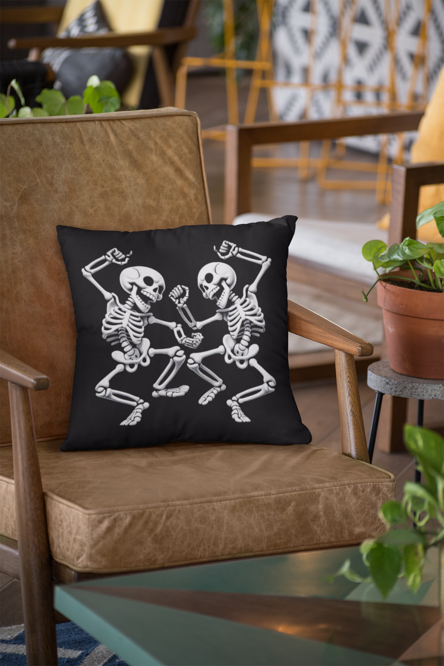 Skeleton Dance Throw Pillow